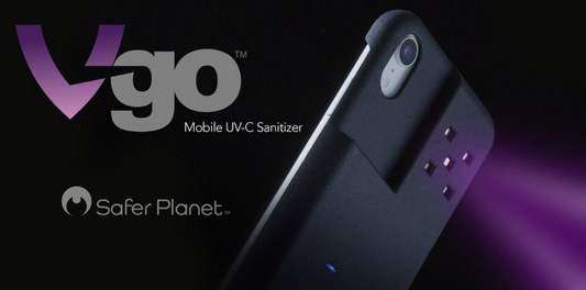 VGo iPhone accessory and iPhone case with UVC light kills virus and bacteria 